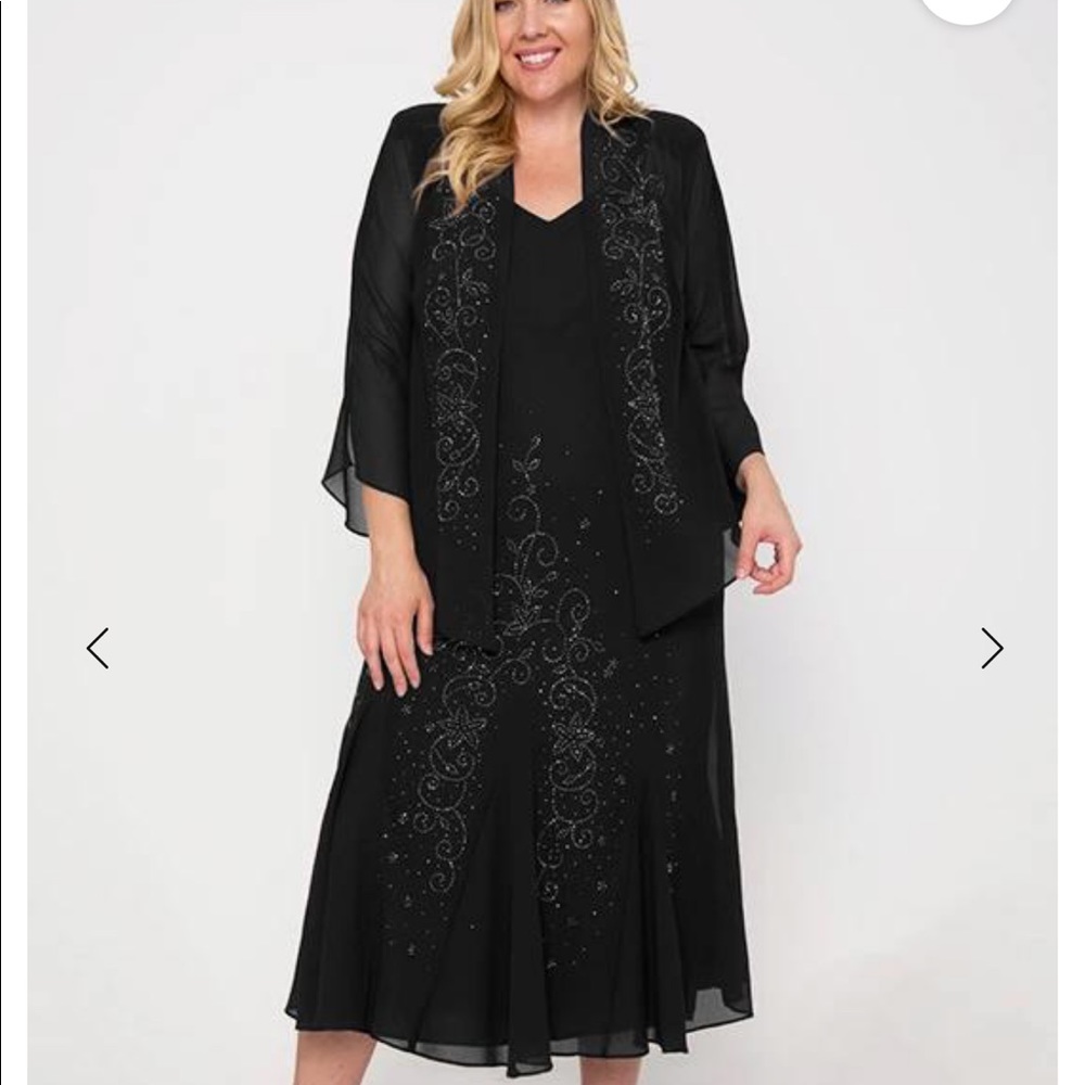 R&M Richards Black formal beaded 2 pc dress set